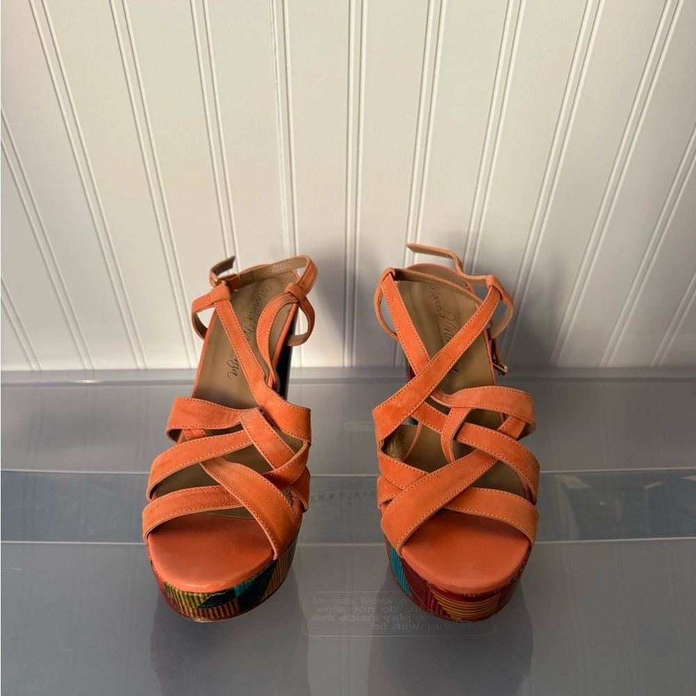 Orange Strappy Platform Sandals
